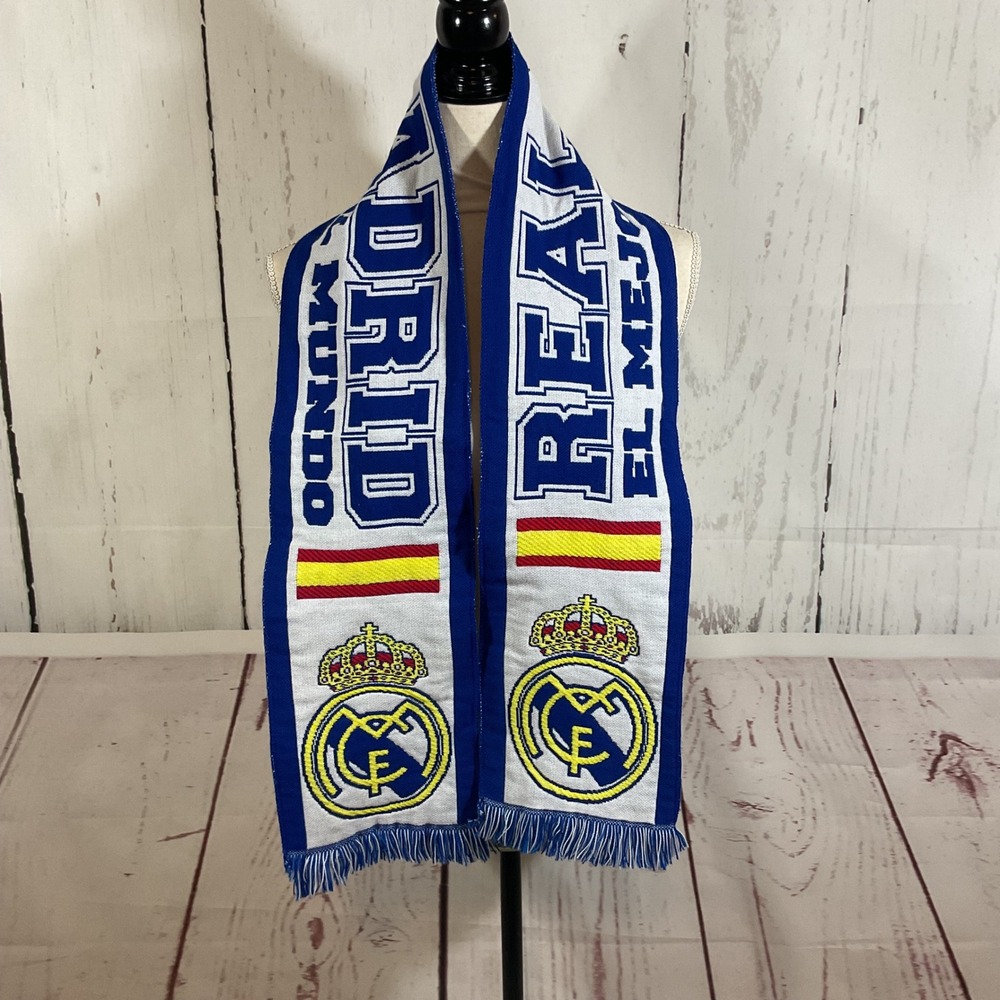 Real Madrid CF Official Soccer Futbol Knit Scarf El Mejor Club Del Mundo Spain